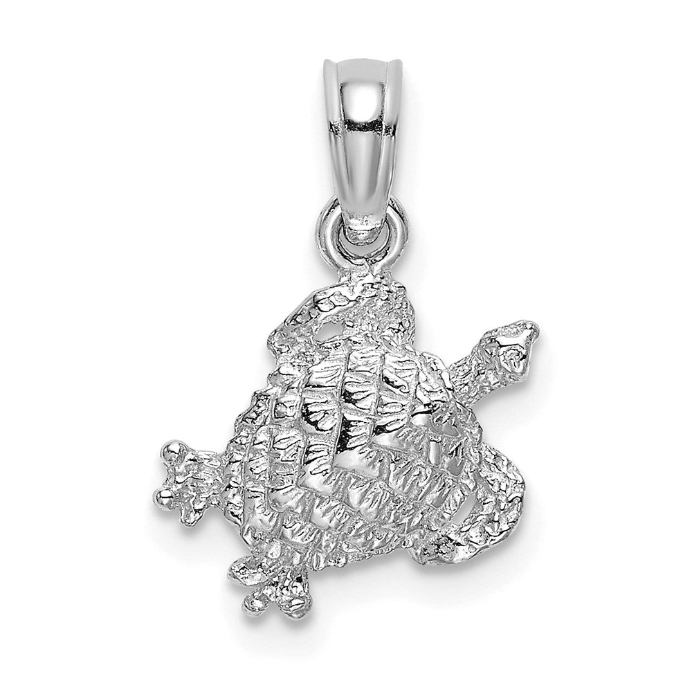 14k White Gold 11.85 mm  Textured Sea Turtle Charm (0.71 grams)
