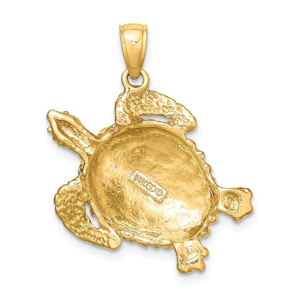 14k Yellow Gold 26.4 mm Textured Sea Turtle Charm (4.2 grams)