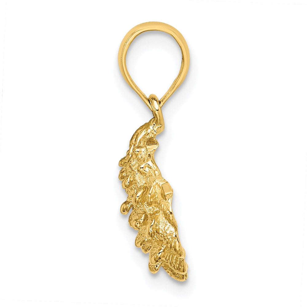 14k Yellow Gold 12.6 mm Textured Oyster Shell Charm (1.47 grams)