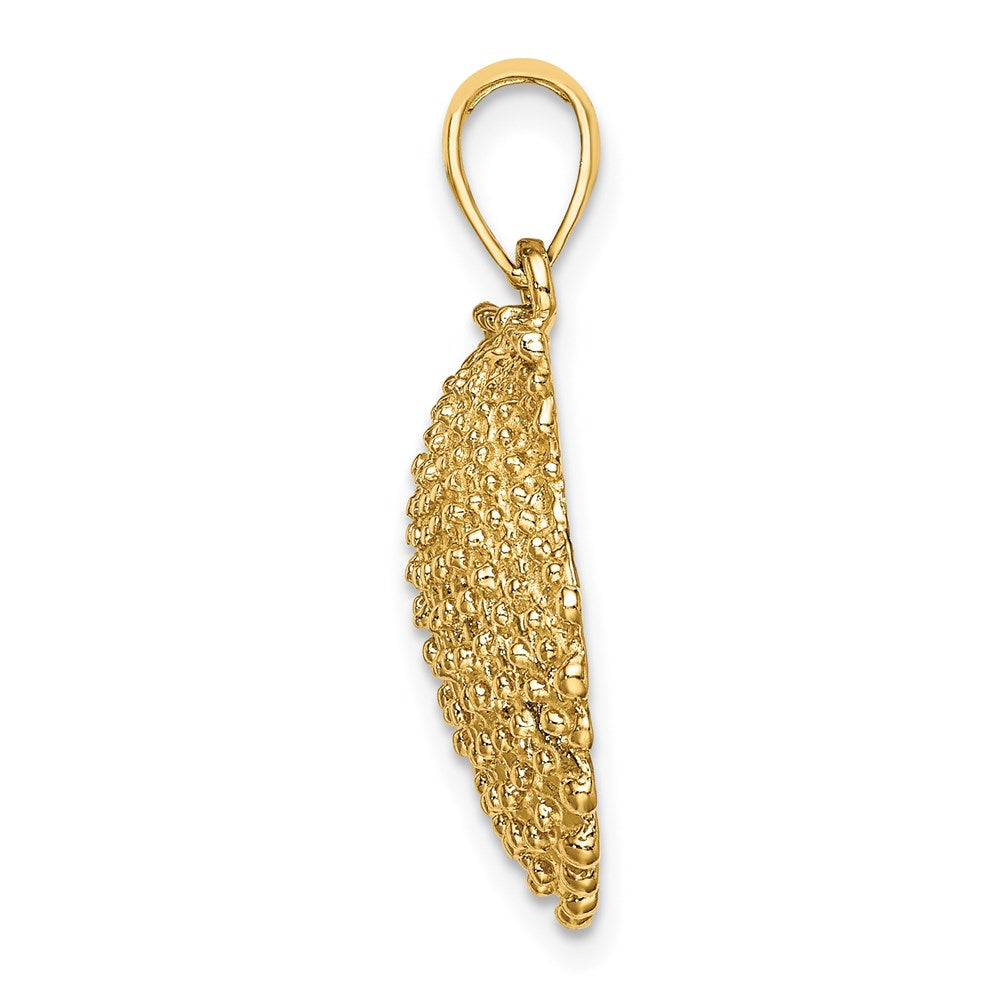 14k Yellow Gold 17.7 mm Textured Scallop Shell Charm (3.64 grams)