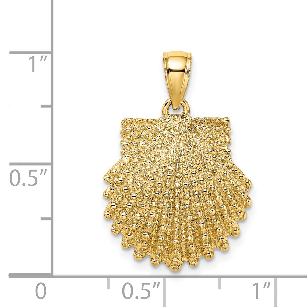 14k Yellow Gold 17.7 mm Textured Scallop Shell Charm (3.64 grams)