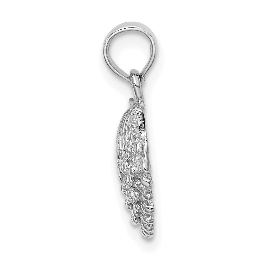 14k White Gold 10.7 mm  Textured Scallop Shell Charm (0.87 grams)