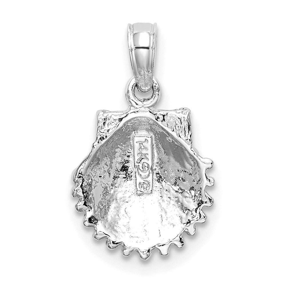 14k White Gold 10.7 mm  Textured Scallop Shell Charm (0.87 grams)