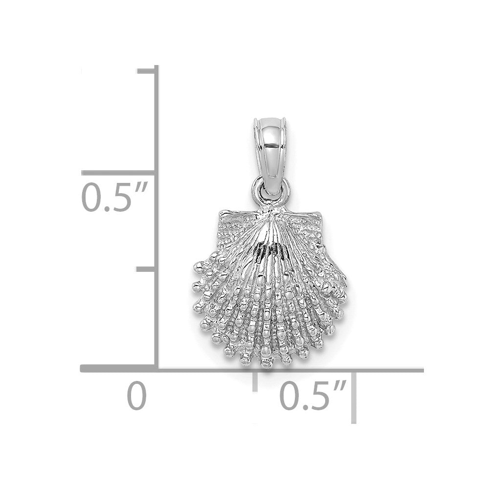 14k White Gold 10.7 mm  Textured Scallop Shell Charm (0.87 grams)