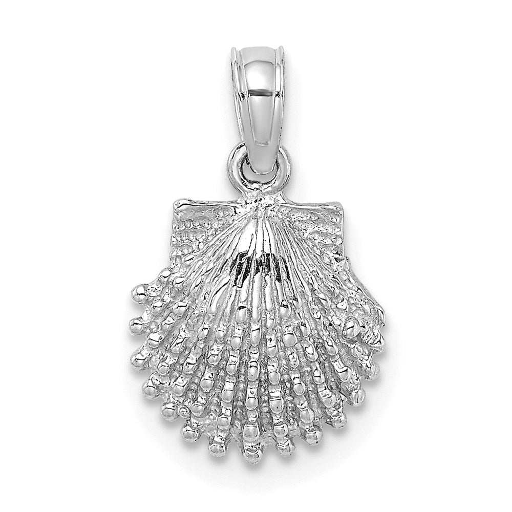 14k White Gold 10.7 mm  Textured Scallop Shell Charm (0.87 grams)