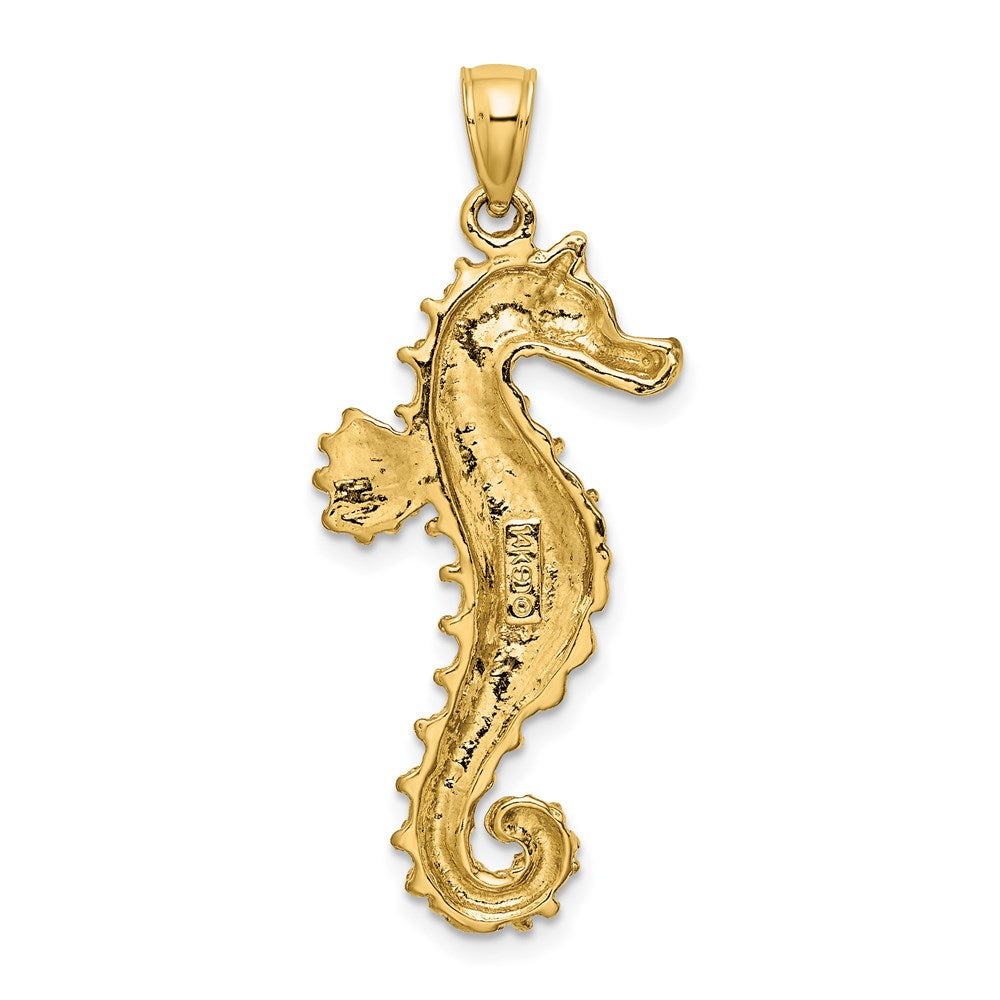 14k Yellow Gold 11.15 mm Textured Seahorse Charm (2.96 grams)