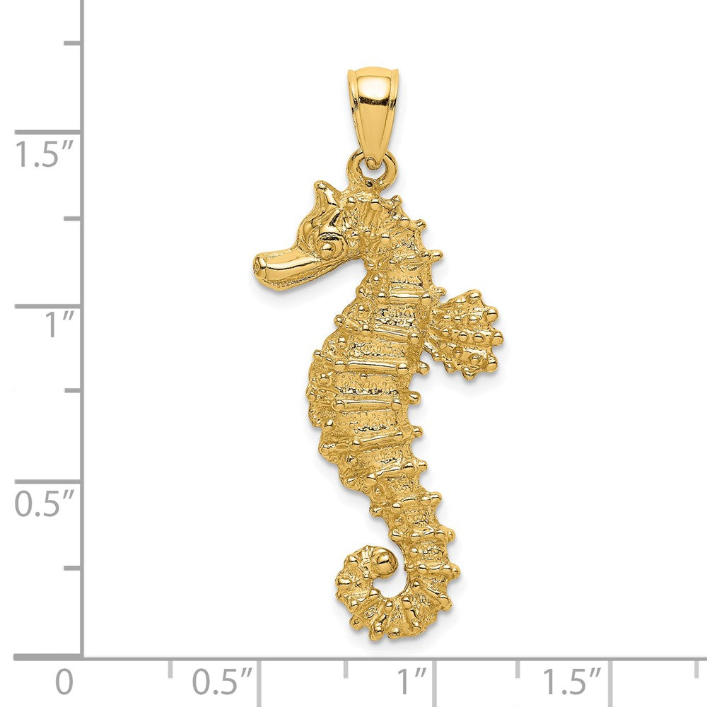 14k Yellow Gold 11.15 mm Textured Seahorse Charm (2.96 grams)