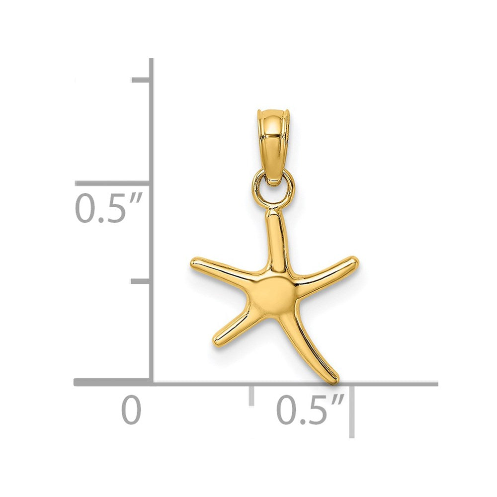 14k Yellow Gold 11.05 mm Polished Mini Dancing Starfish Charm (0.62 grams)