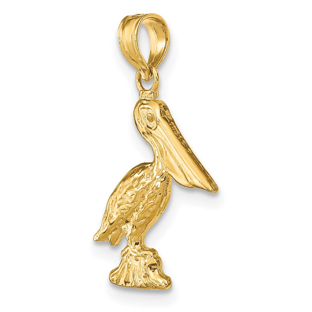 14k Yellow Gold 13.5 mm 3-D Pelican Standing Charm (1.49 grams)