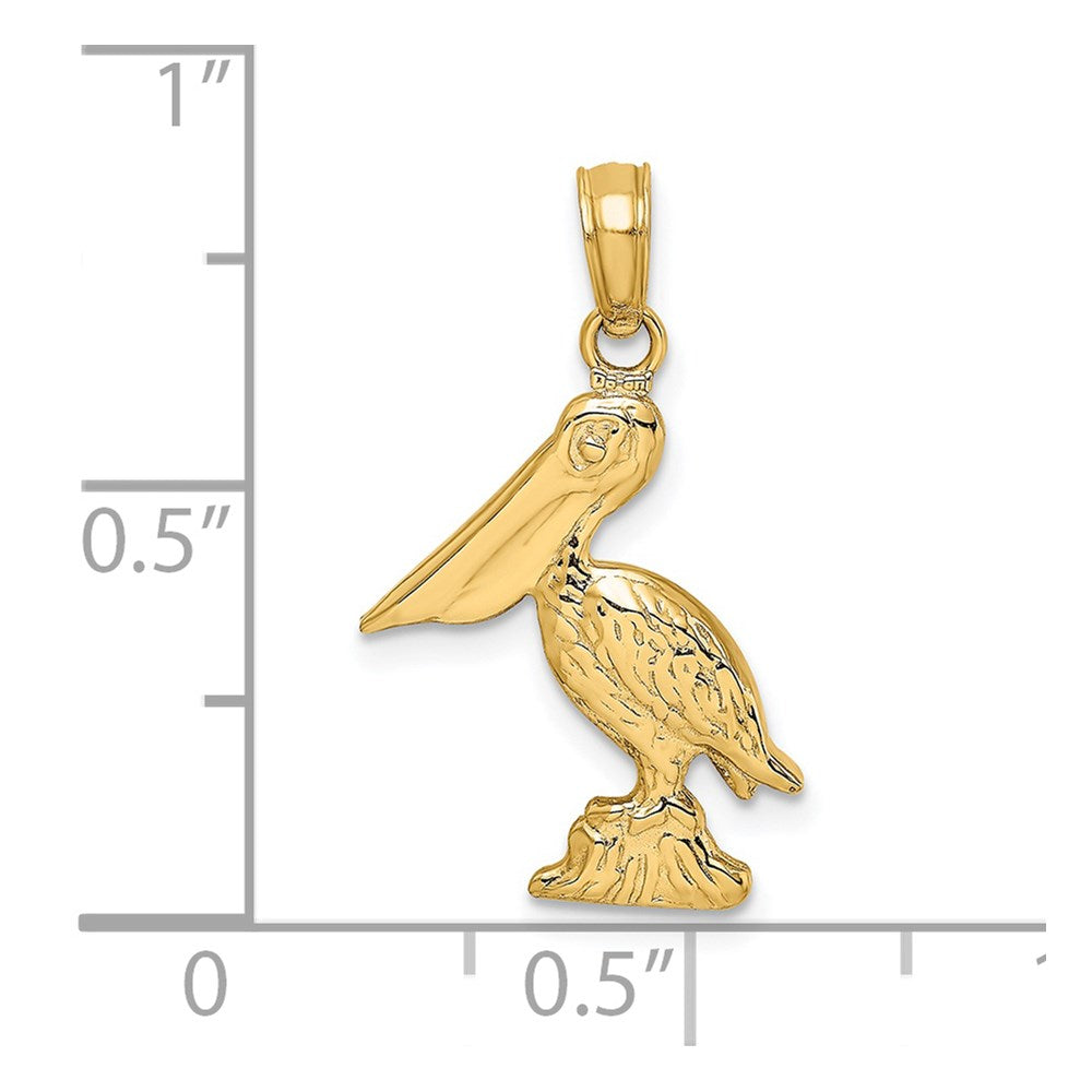 14k Yellow Gold 13.5 mm 3-D Pelican Standing Charm (1.49 grams)