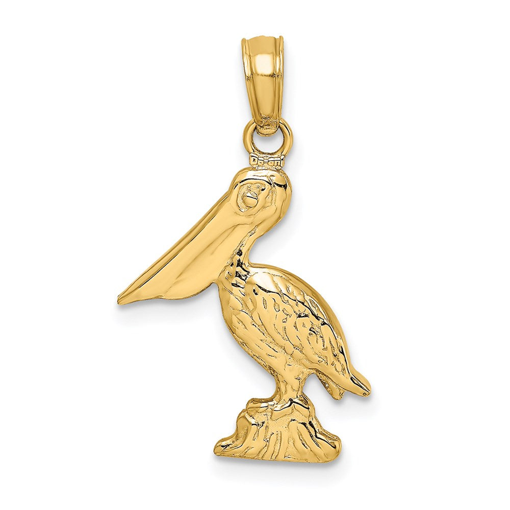 14k Yellow Gold 13.5 mm 3-D Pelican Standing Charm (1.49 grams)