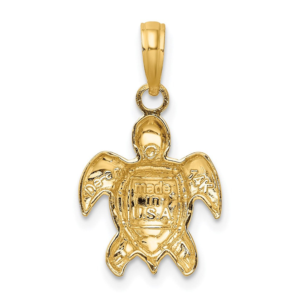 14k Yellow Gold 12.7 mm Textured Sea Turtle Charm (1.14 grams)