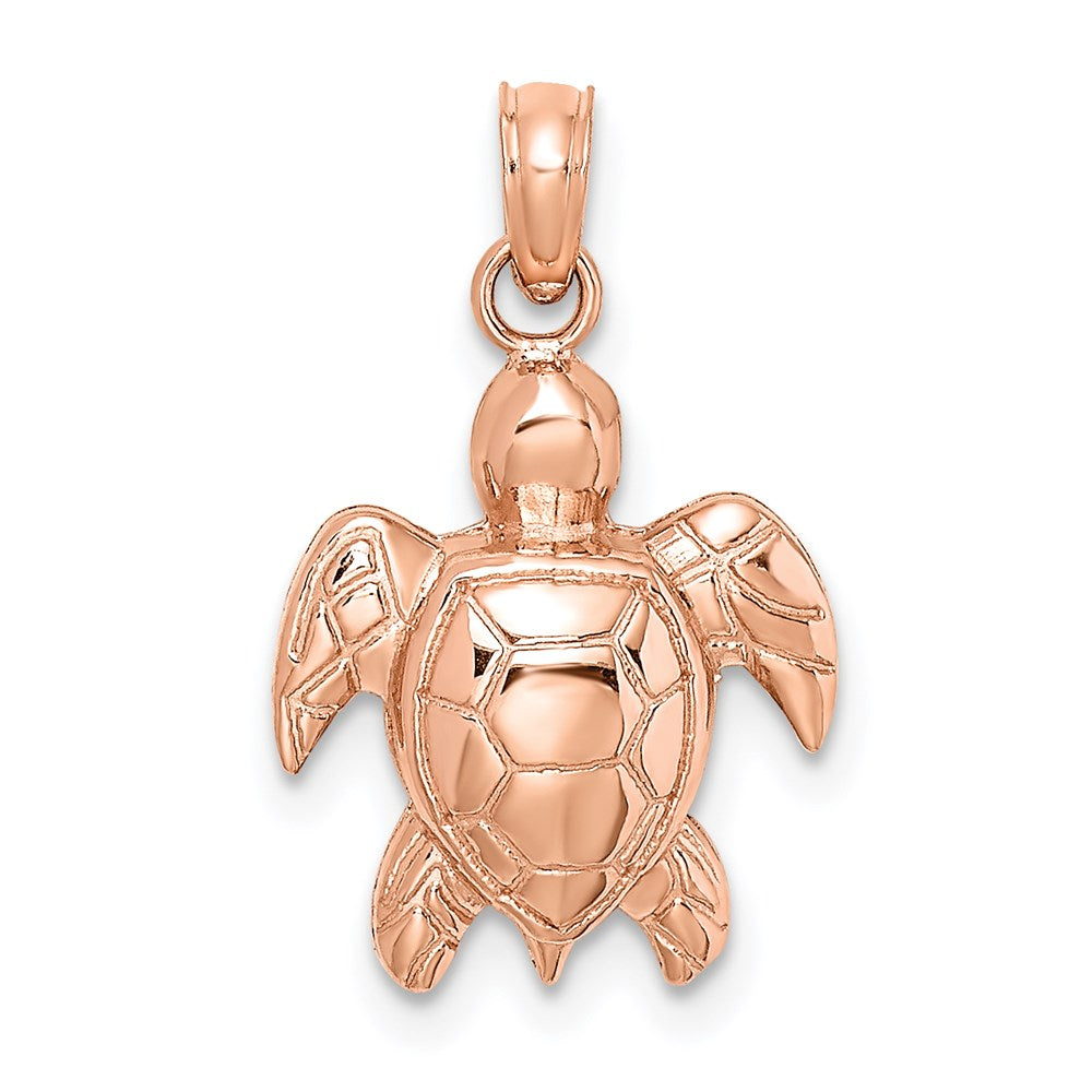 14k Rose Gold 12.7 mm Rose Gold Textured Sea Turtle Charm (1.19 grams)