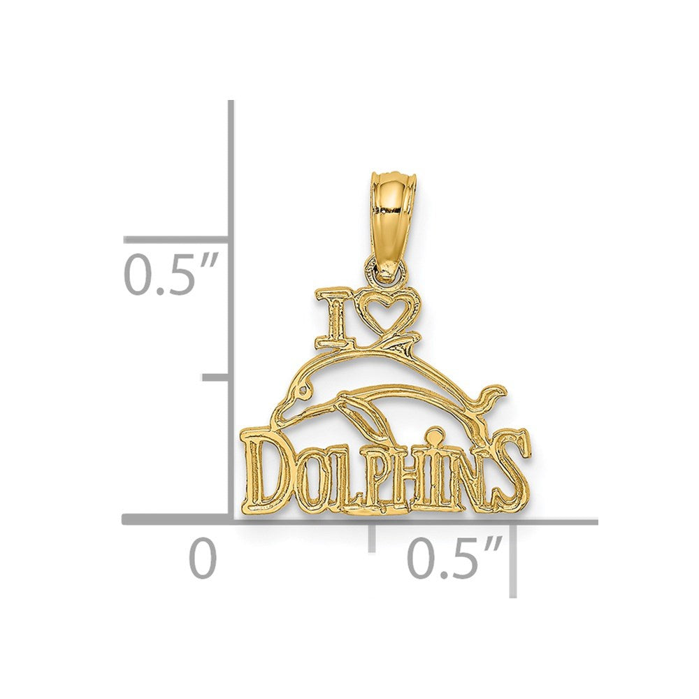 14k Yellow Gold 14 mm I HEART DOLPHINS w/ Dolphin Charm (0.53 grams)