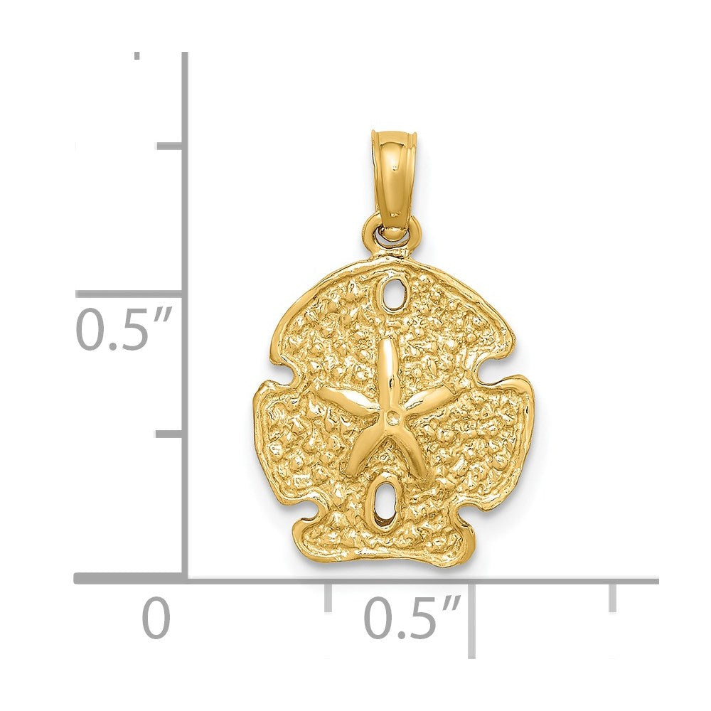 14k Yellow Gold 13.35 mm Polished Sand Dollar Charm (1.37 grams)