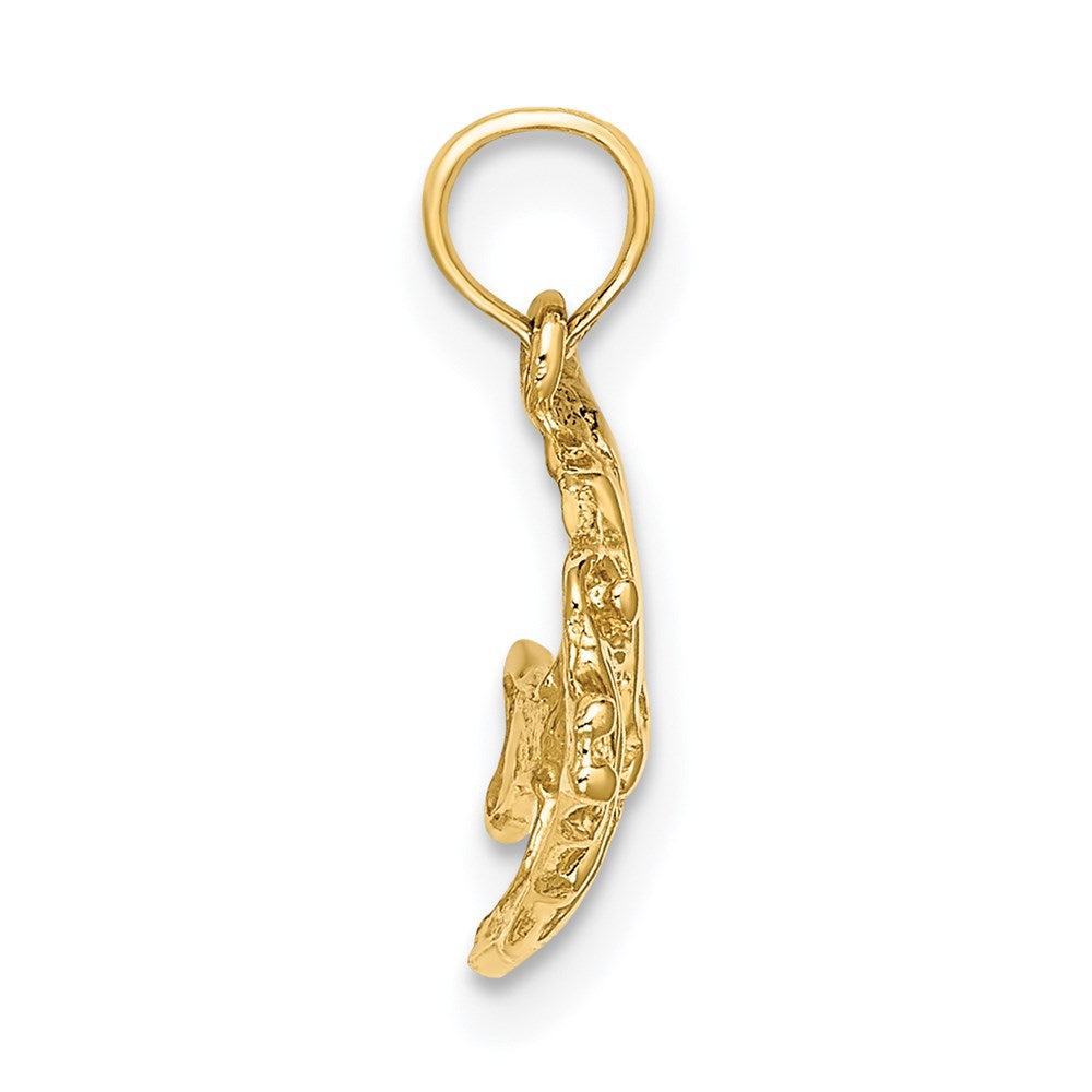 14k Yellow Gold 16 mm Polished Engraved FISH Charm (1.27 grams)
