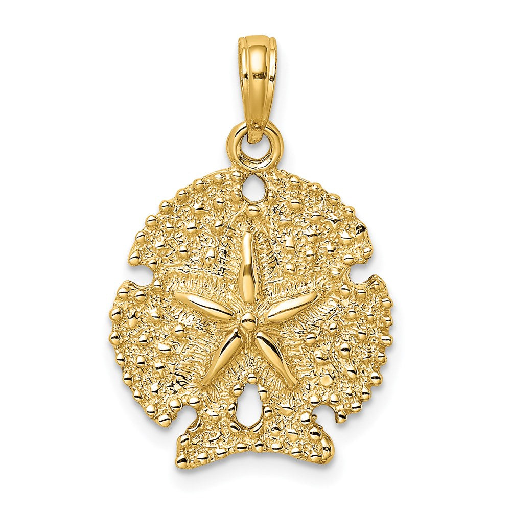 14k Yellow Gold 17.3 mm Textured Sand Dollar Charm (2.47 grams)
