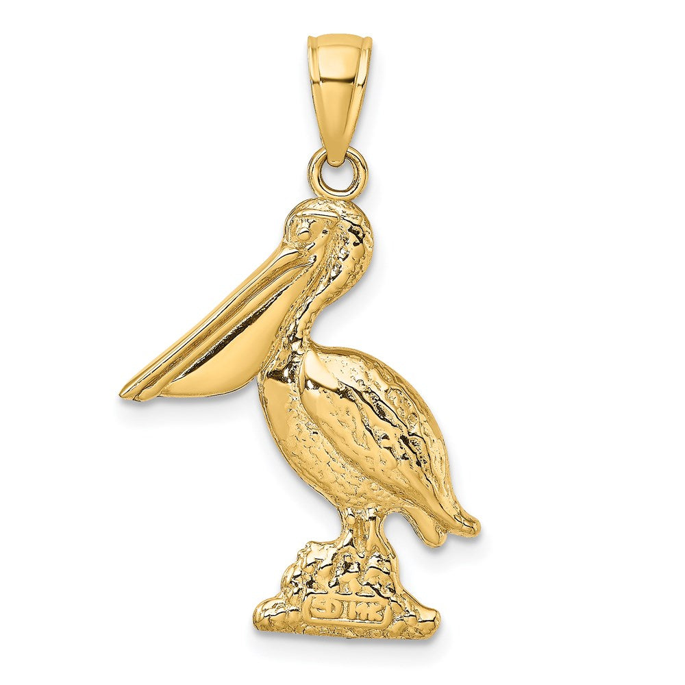 14k Yellow Gold 19 mm 3-D Pelican Standing Charm (3.65 grams)