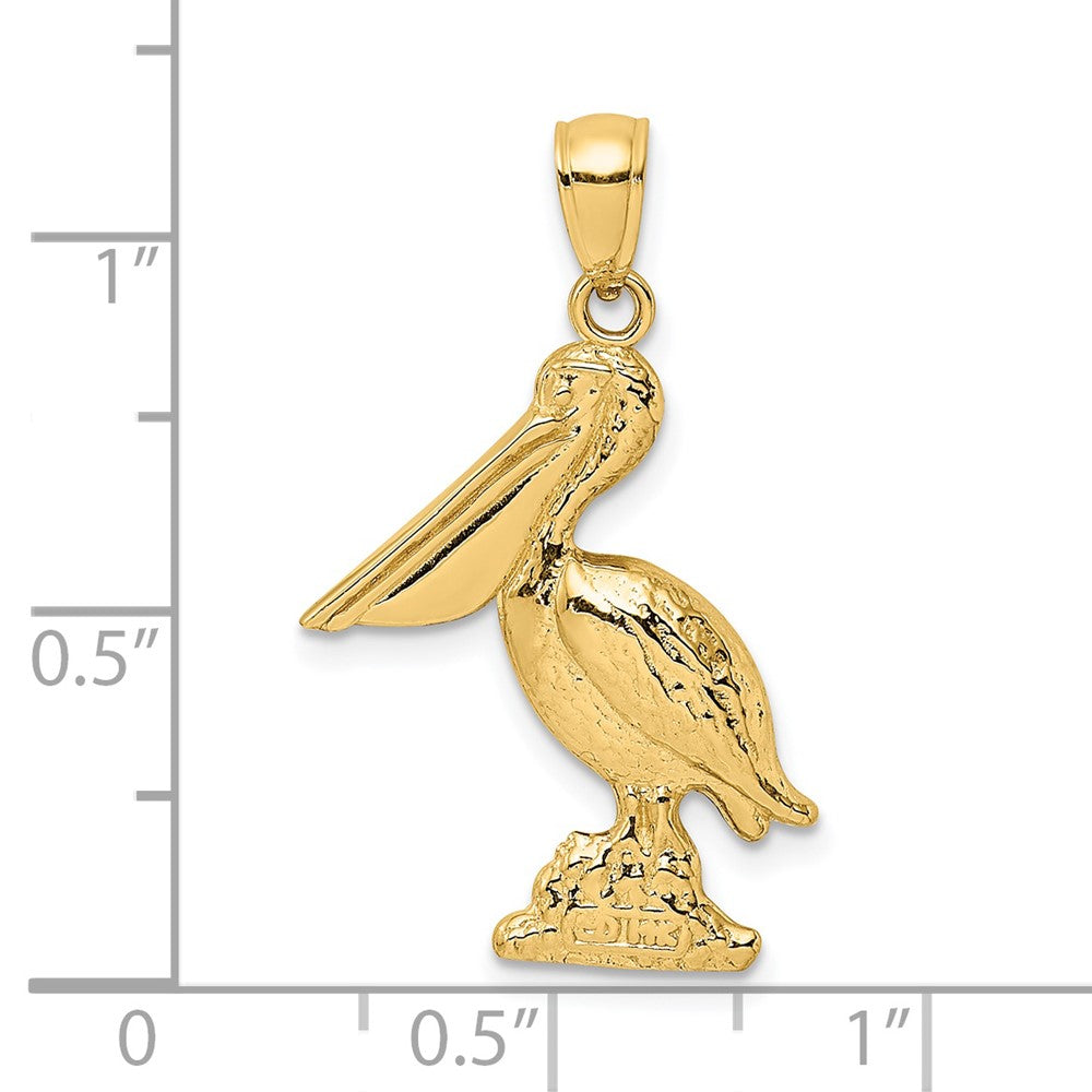 14k Yellow Gold 19 mm 3-D Pelican Standing Charm (3.65 grams)