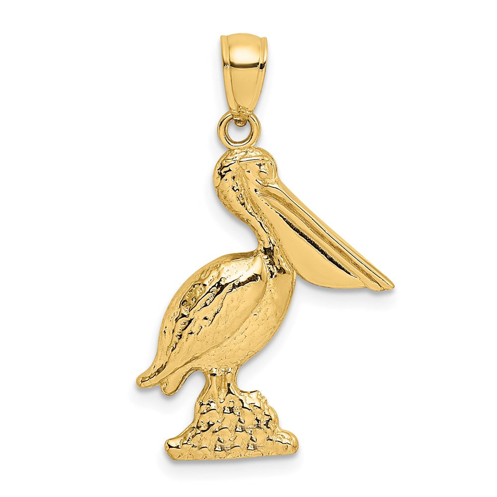 14k Yellow Gold 19 mm 3-D Pelican Standing Charm (3.65 grams)