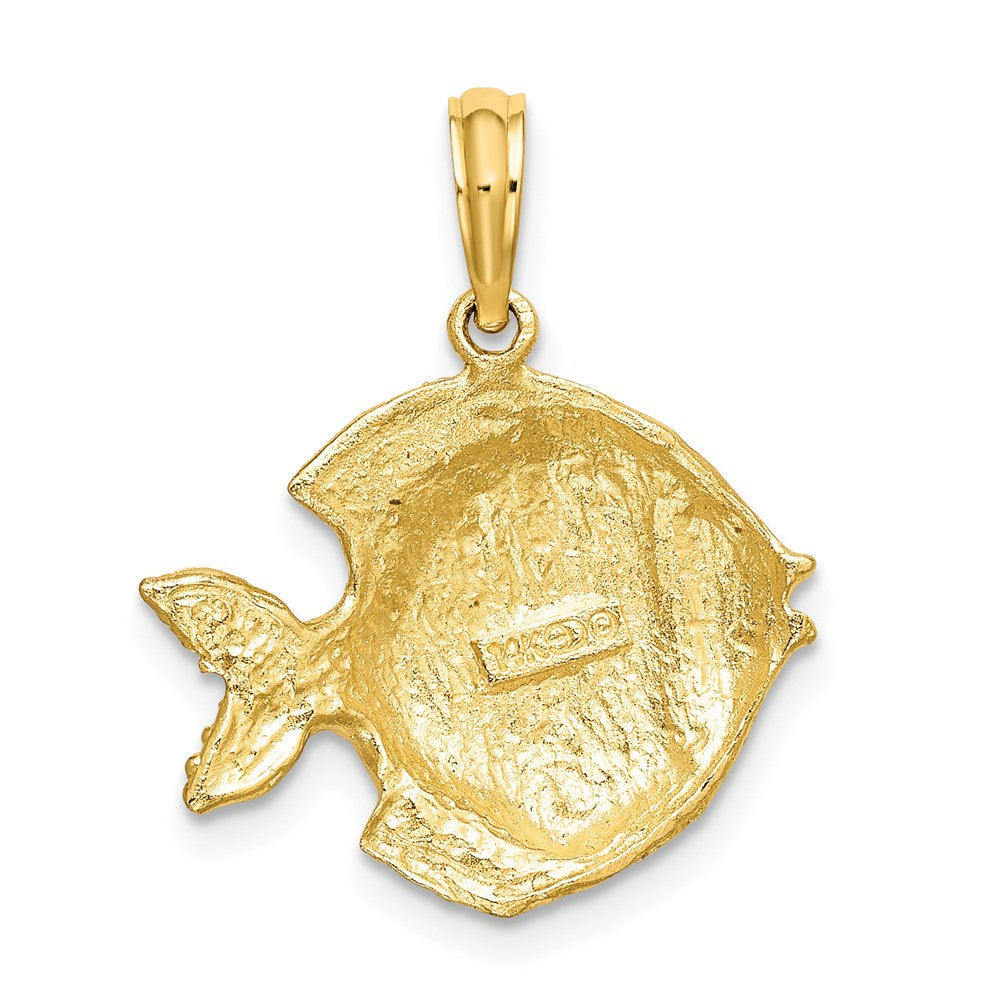 14k Yellow Gold 20 mm Polished Engraved Fish Charm (2.12 grams)