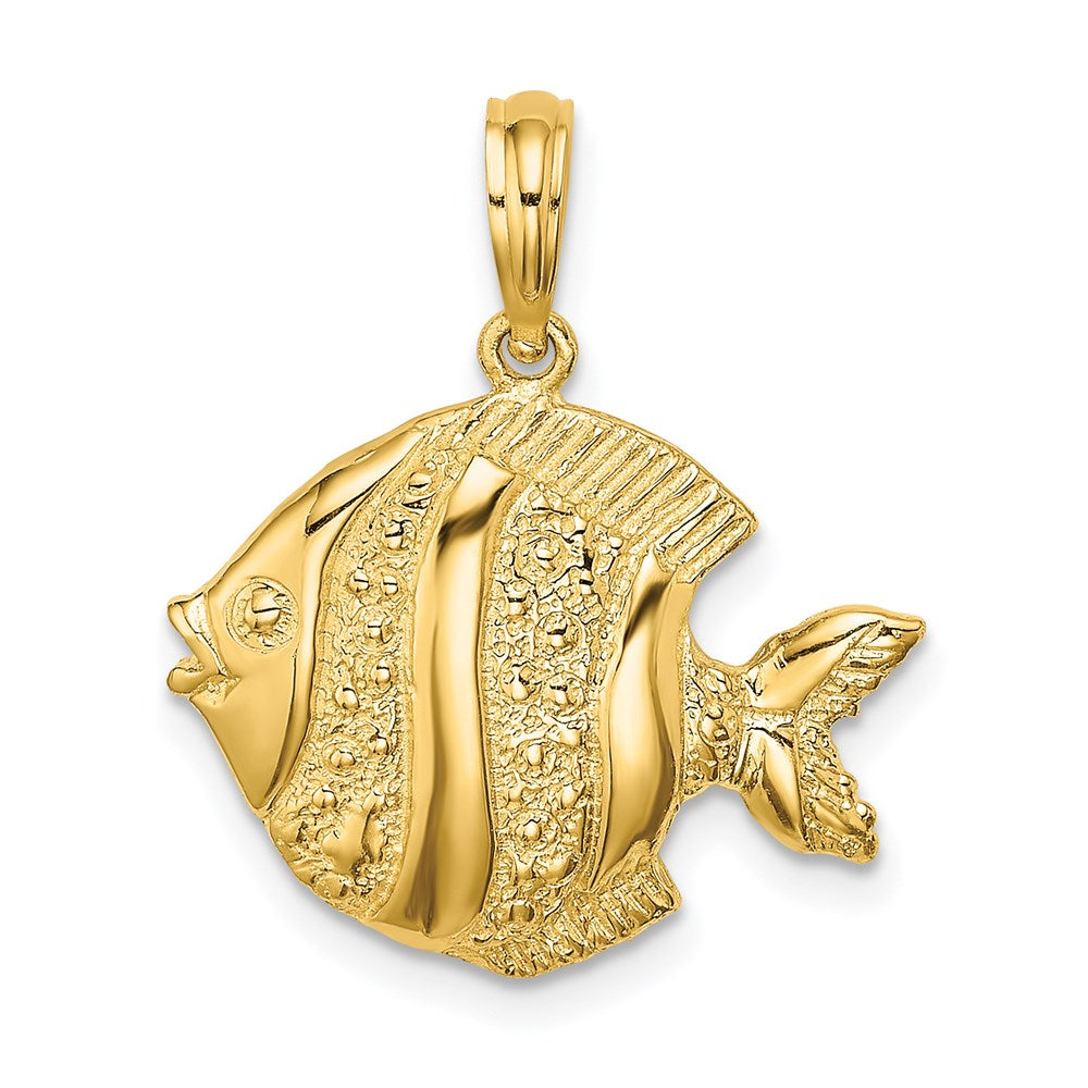 14k Yellow Gold 20 mm Polished Engraved Fish Charm (2.12 grams)