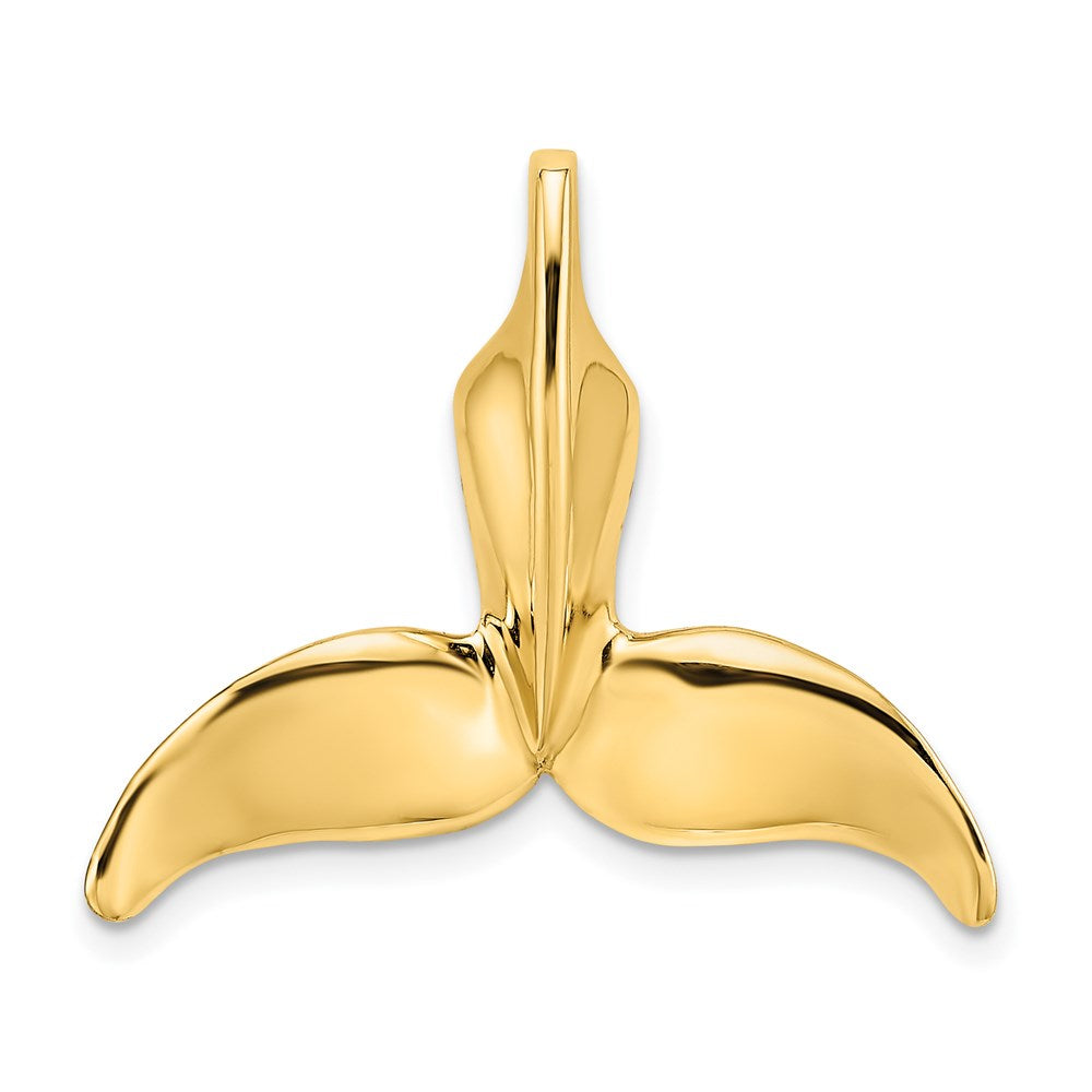 14k Yellow Gold 7.25 mm 3-D Polished Engraved Whale Tail Chain Slide (3.69 grams)
