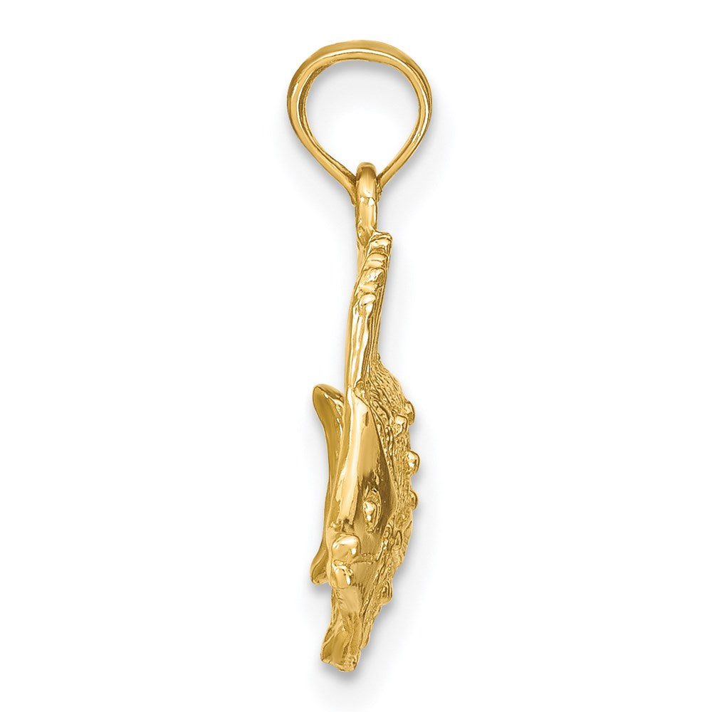 14K Polished Textured Butterfly Fish Charm (1.63 grams)