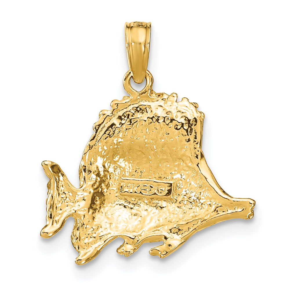 14K Polished Textured Butterfly Fish Charm (1.63 grams)