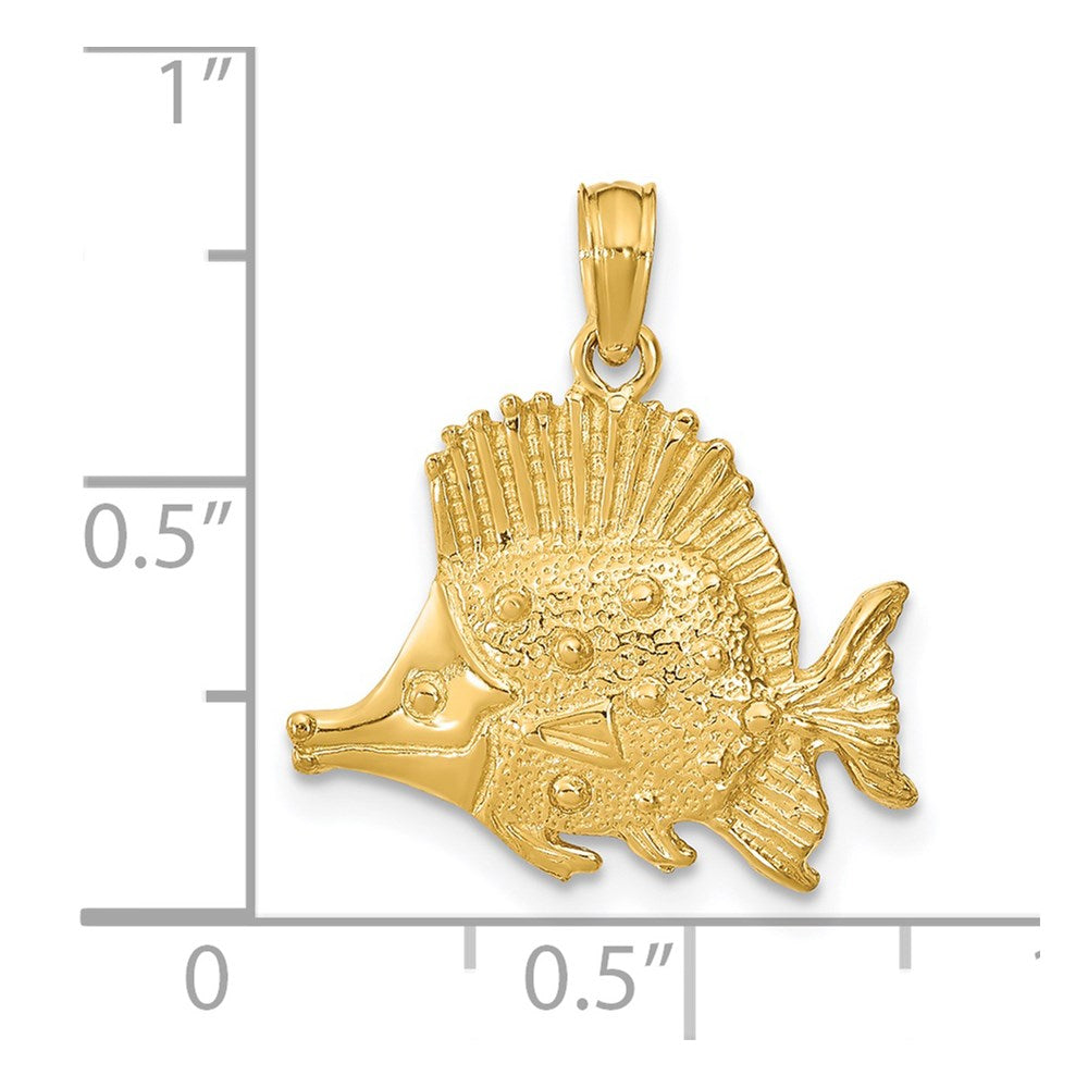14K Polished Textured Butterfly Fish Charm (1.63 grams)
