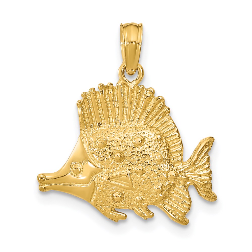 14K Polished Textured Butterfly Fish Charm (1.63 grams)
