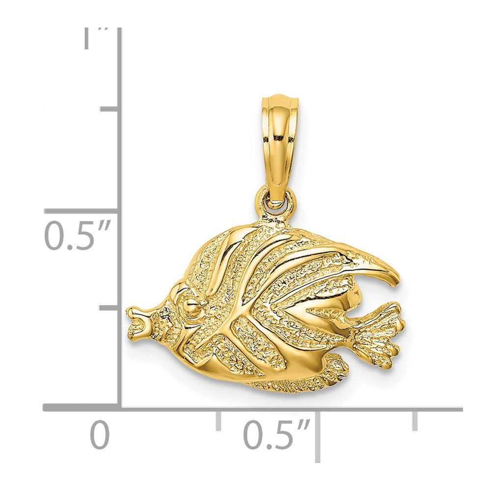 14k Yellow Gold 17.2 mm Polished Engraved Fish Charm (1.43 grams)