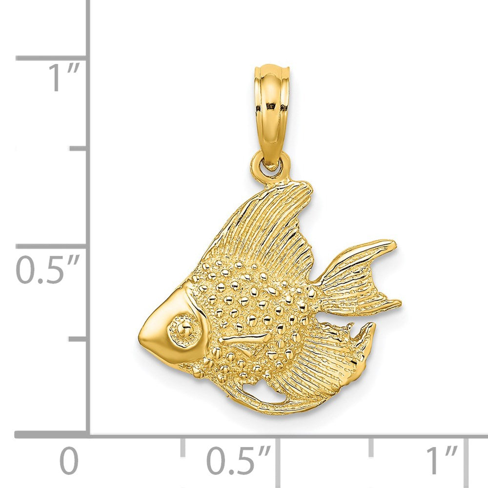 14k Yellow Gold 17.8 mm Textured Fish Charm (1.48 grams)