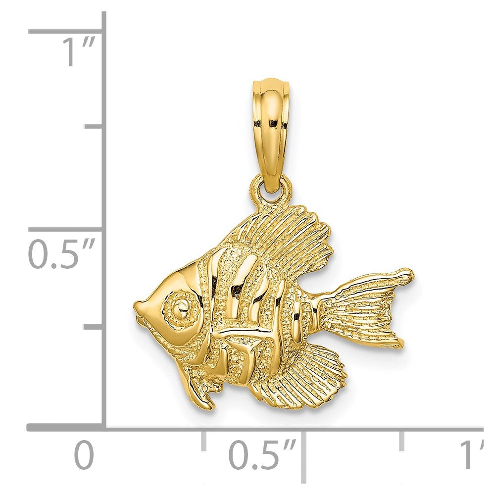 14k Yellow Gold 17.4 mm Polished Engraved Fish Charm (1.43 grams)