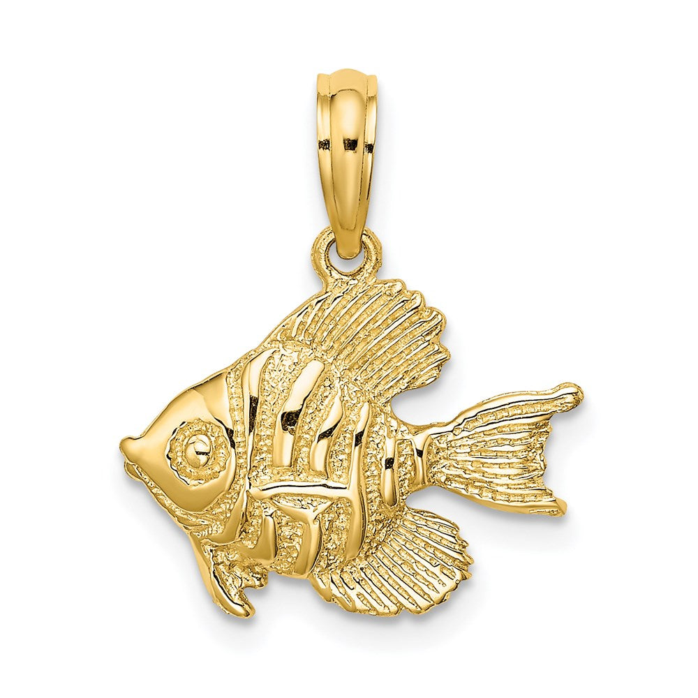 14k Yellow Gold 17.4 mm Polished Engraved Fish Charm (1.43 grams)