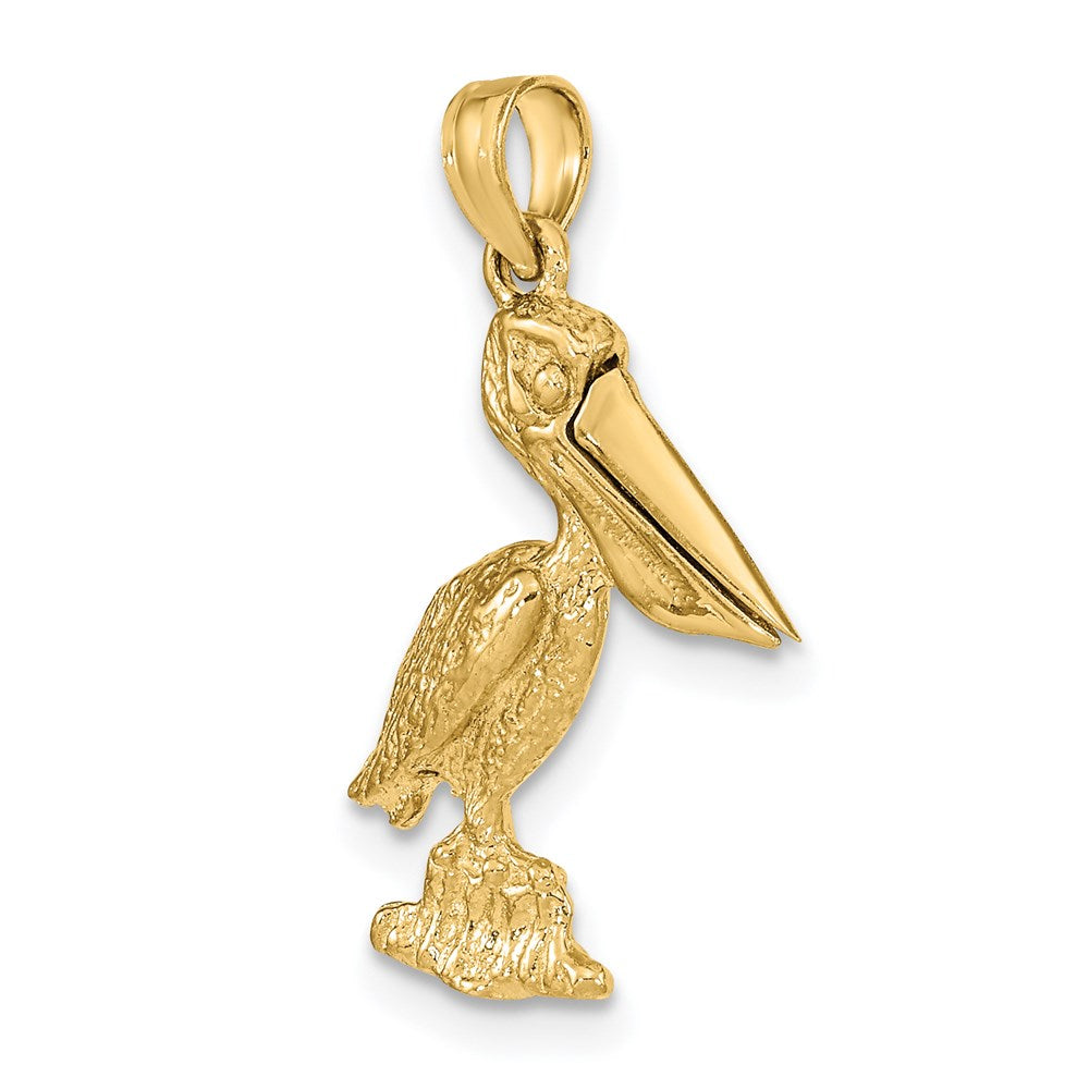 14k Yellow Gold 12 mm 3-D Standing Pelican with Moveable Mouth Charm (2.26 grams)