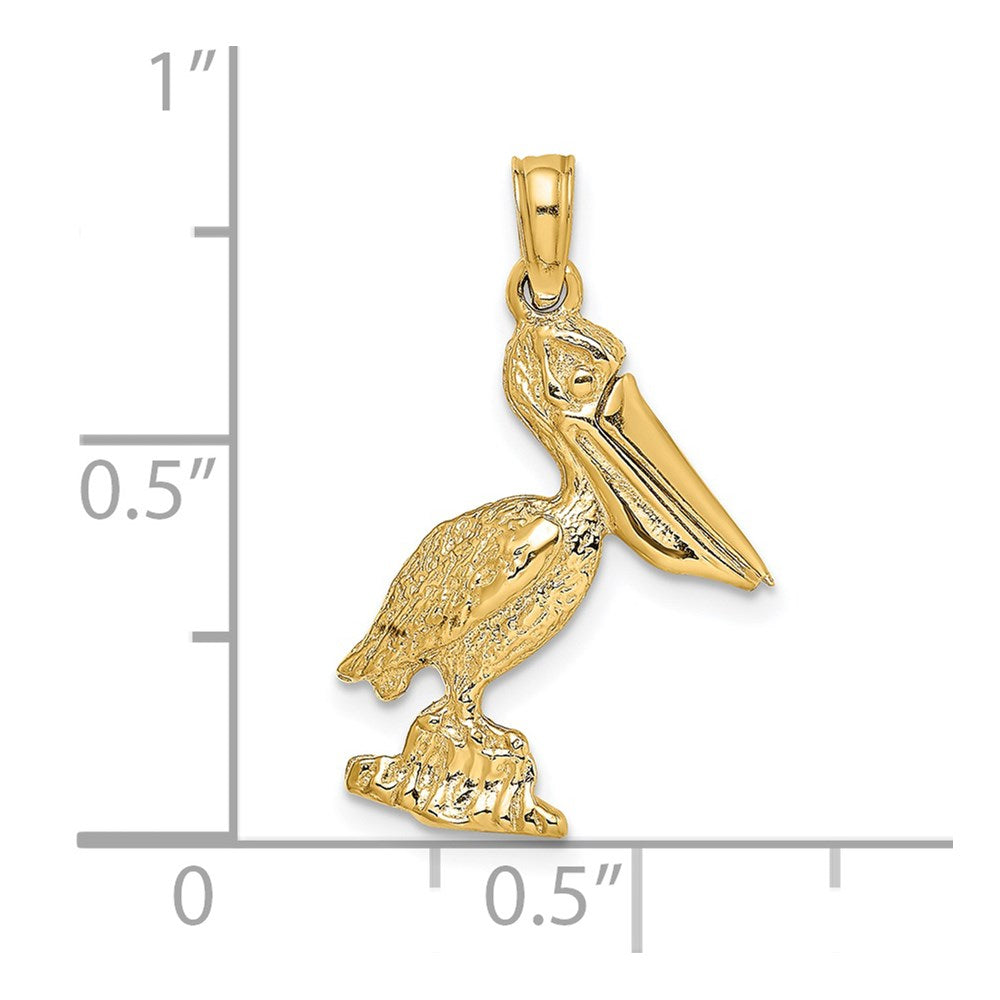 14k Yellow Gold 12 mm 3-D Standing Pelican with Moveable Mouth Charm (2.26 grams)
