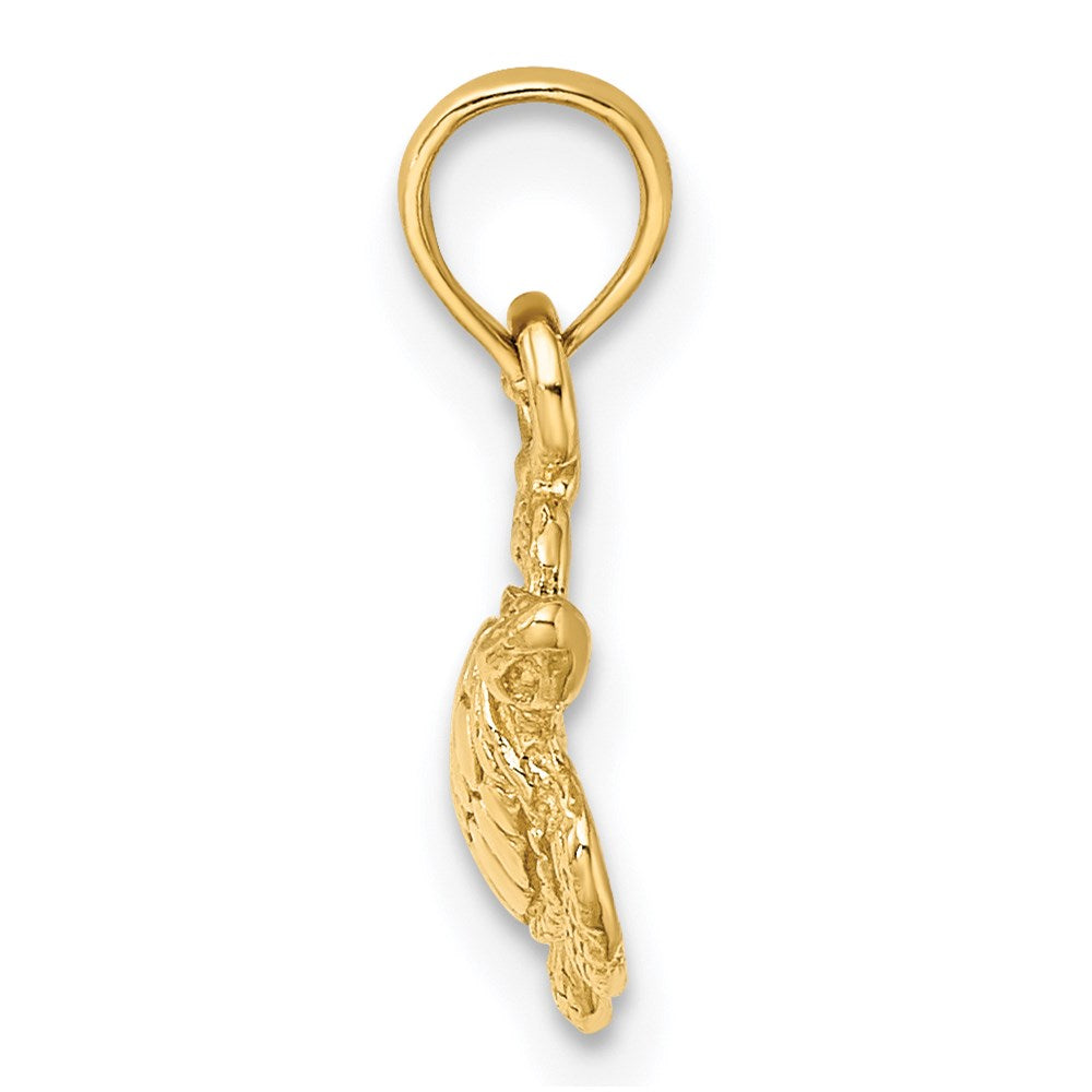 14k Yellow Gold 11.15 mm Textured Sea Turtle Charm (0.76 grams)