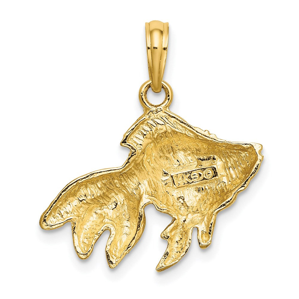 14k Yellow Gold 9.75 mm Textured Gold Fish Charm (2.48 grams)
