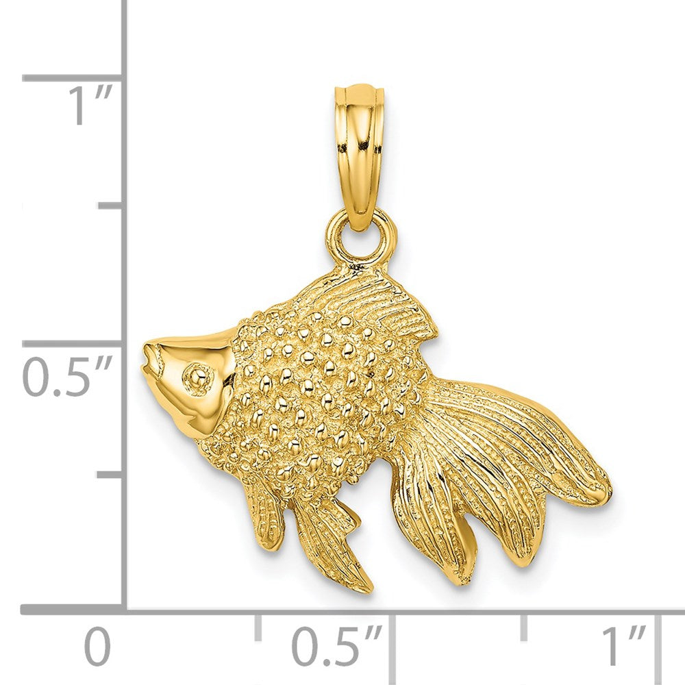 14k Yellow Gold 9.75 mm Textured Gold Fish Charm (2.48 grams)