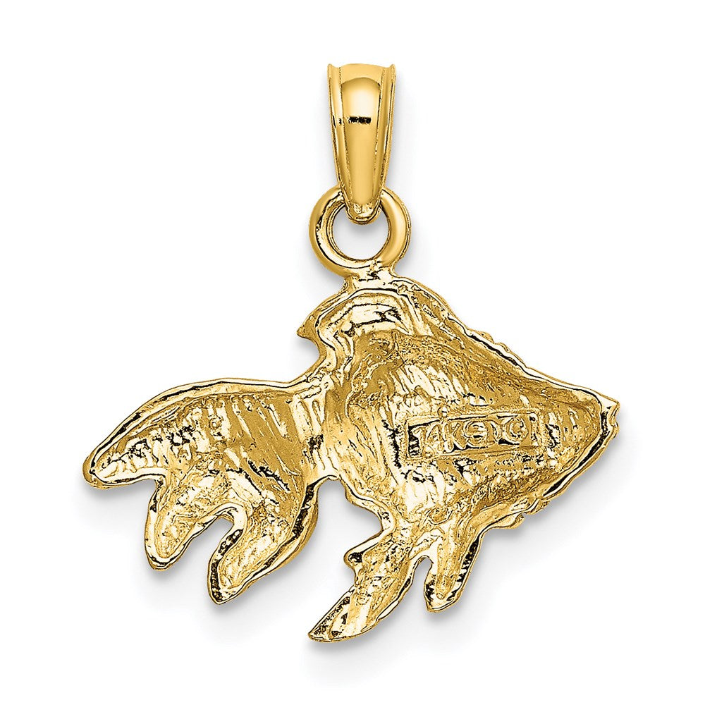 14k Yellow Gold 17.4 mm 2-D Textured Gold Fish Charm (1.23 grams)