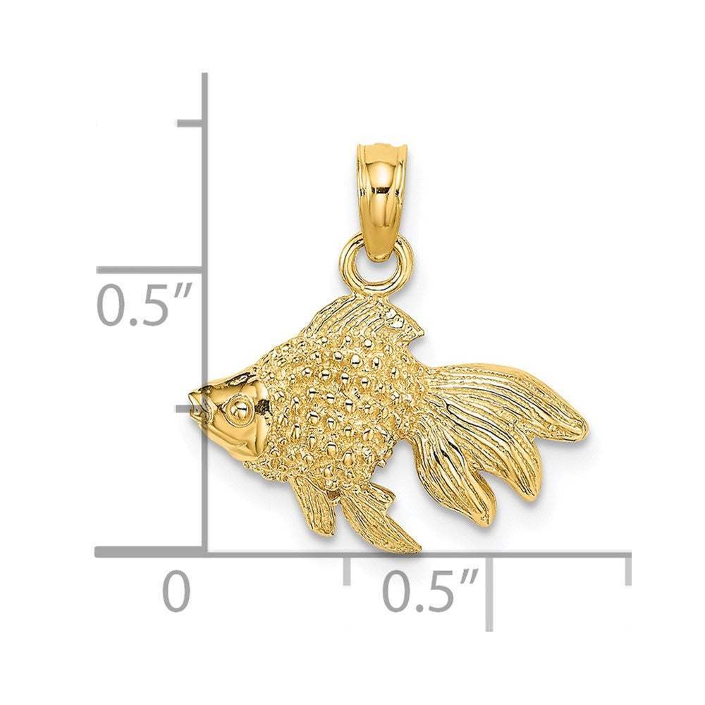 14k Yellow Gold 17.4 mm 2-D Textured Gold Fish Charm (1.23 grams)
