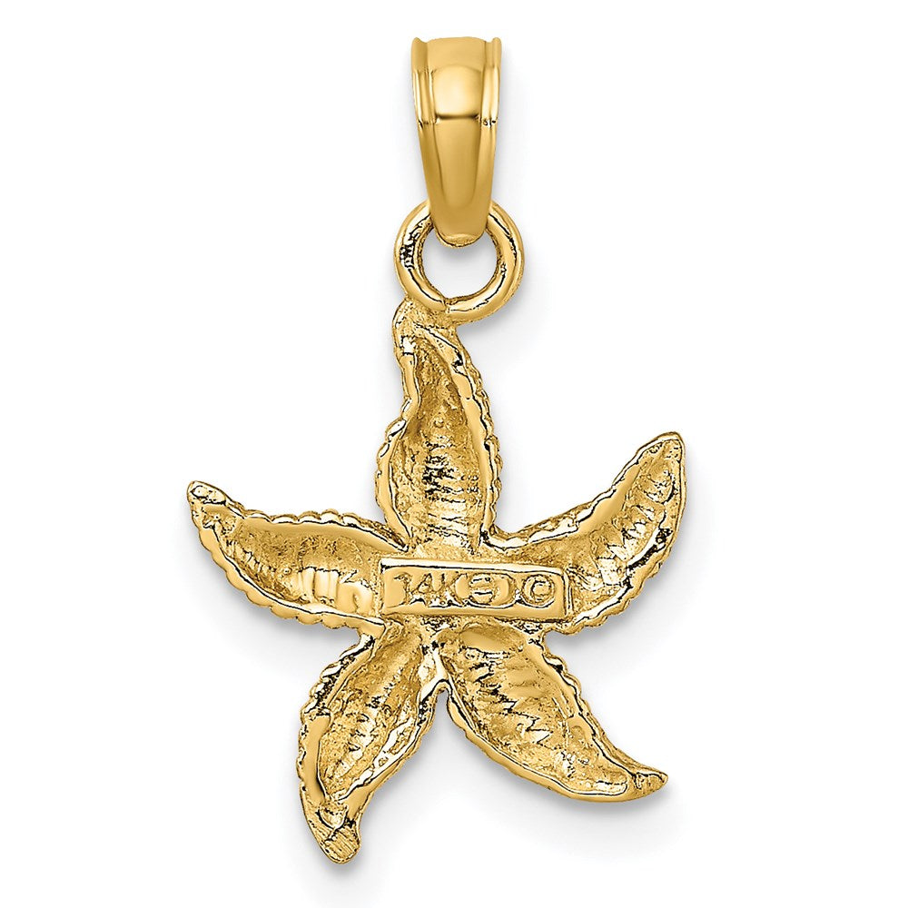 14k Yellow Gold 12.12 mm Textured Starfish Charm (1.15 grams)