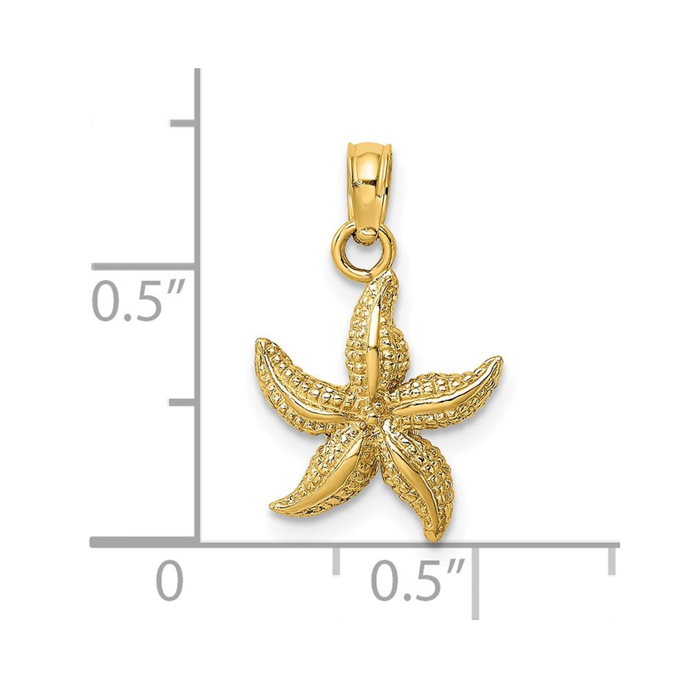 14k Yellow Gold 12.12 mm Textured Starfish Charm (1.15 grams)