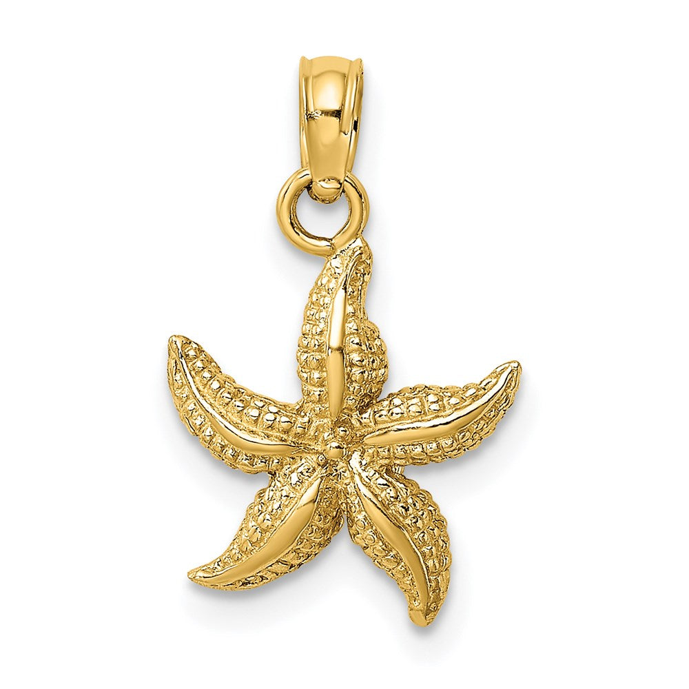 14k Yellow Gold 12.12 mm Textured Starfish Charm (1.15 grams)