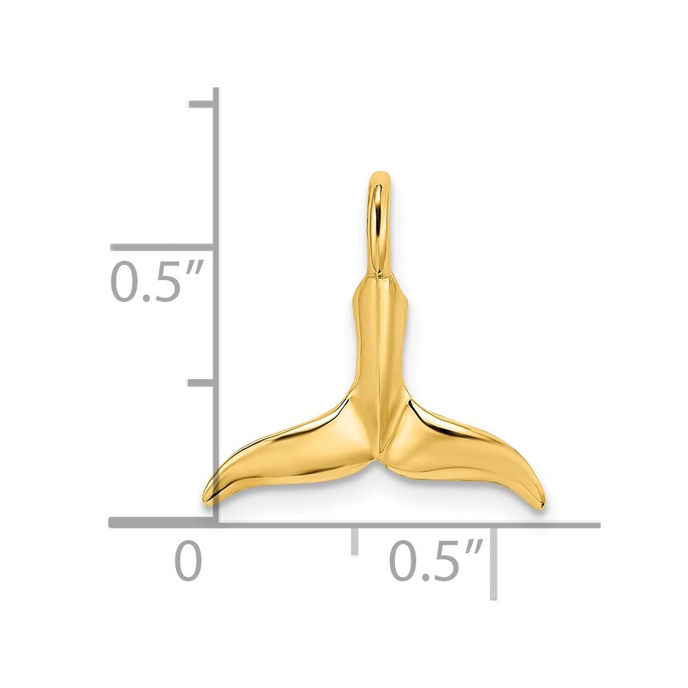 14k Yellow Gold 15.6 mm 3-D Polished Whale Tail Chain Slide (0.78 grams)