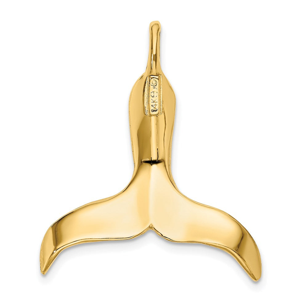 14k Yellow Gold 25.9 mm 3-D Polished Whale Tail Chain Slide (4.44 grams)