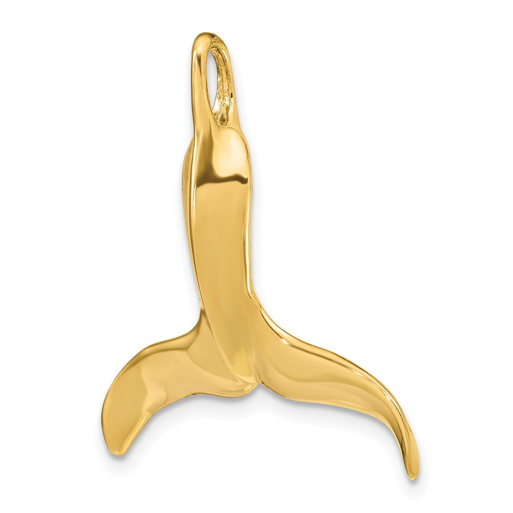 14k Yellow Gold 25.9 mm 3-D Polished Whale Tail Chain Slide (4.44 grams)