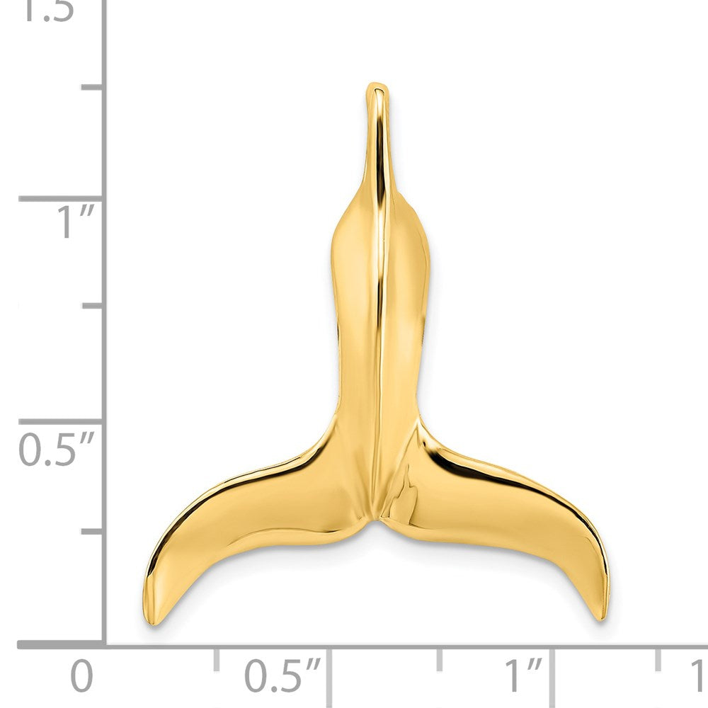 14k Yellow Gold 25.9 mm 3-D Polished Whale Tail Chain Slide (4.44 grams)