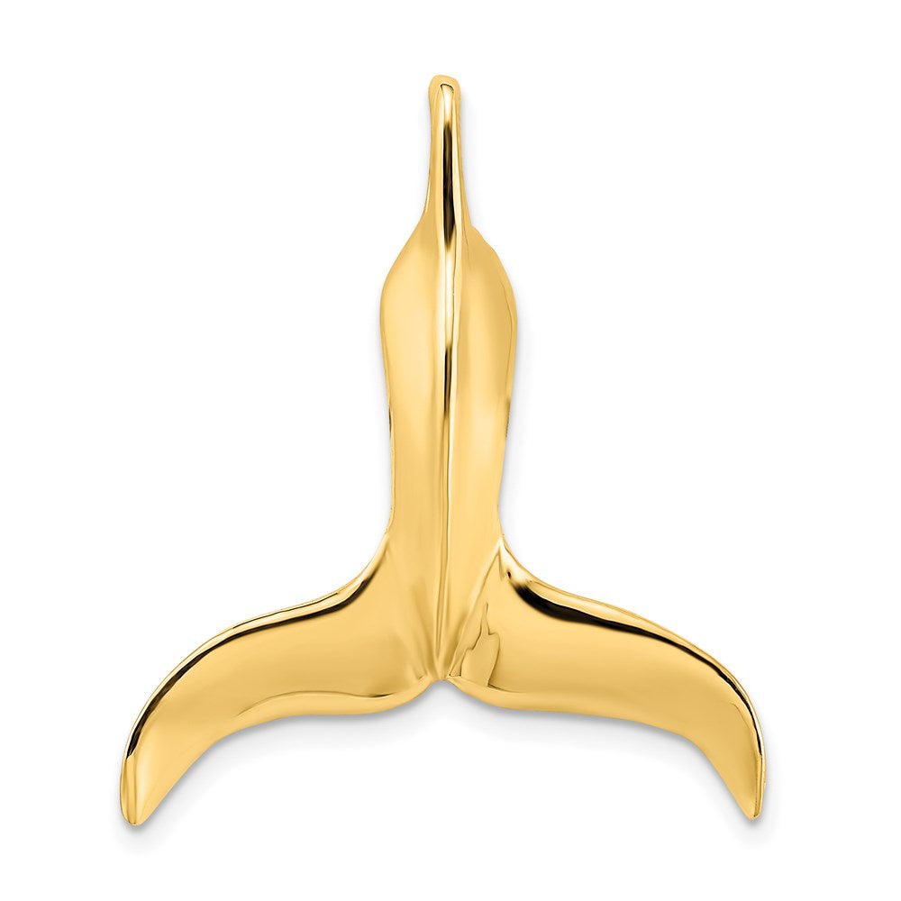 14k Yellow Gold 25.9 mm 3-D Polished Whale Tail Chain Slide (4.44 grams)
